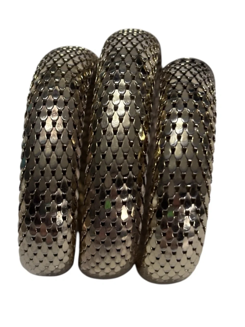 Vintage Whiting & Davis Egyptian Gold Tone Snake Triple Coil Mesh Wrap Bracelet